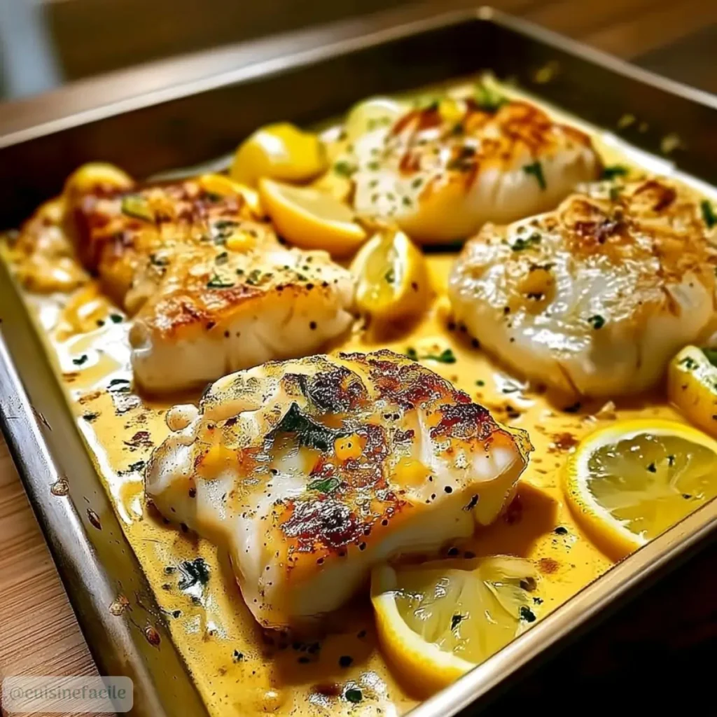 Cabillaud au Four à la Moutarde et Crème Citronnée