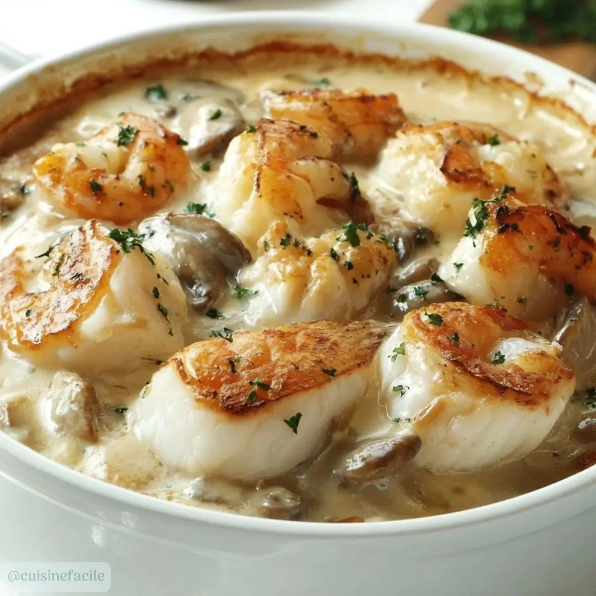 Cassolette de Poissons aux Crevettes et Poireaux
