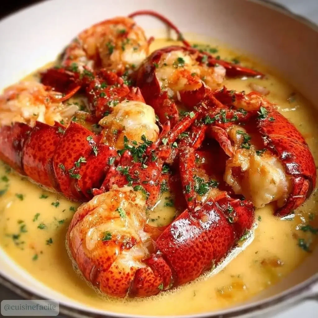 Homard Poché au Beurre et Sauce Crémeuse