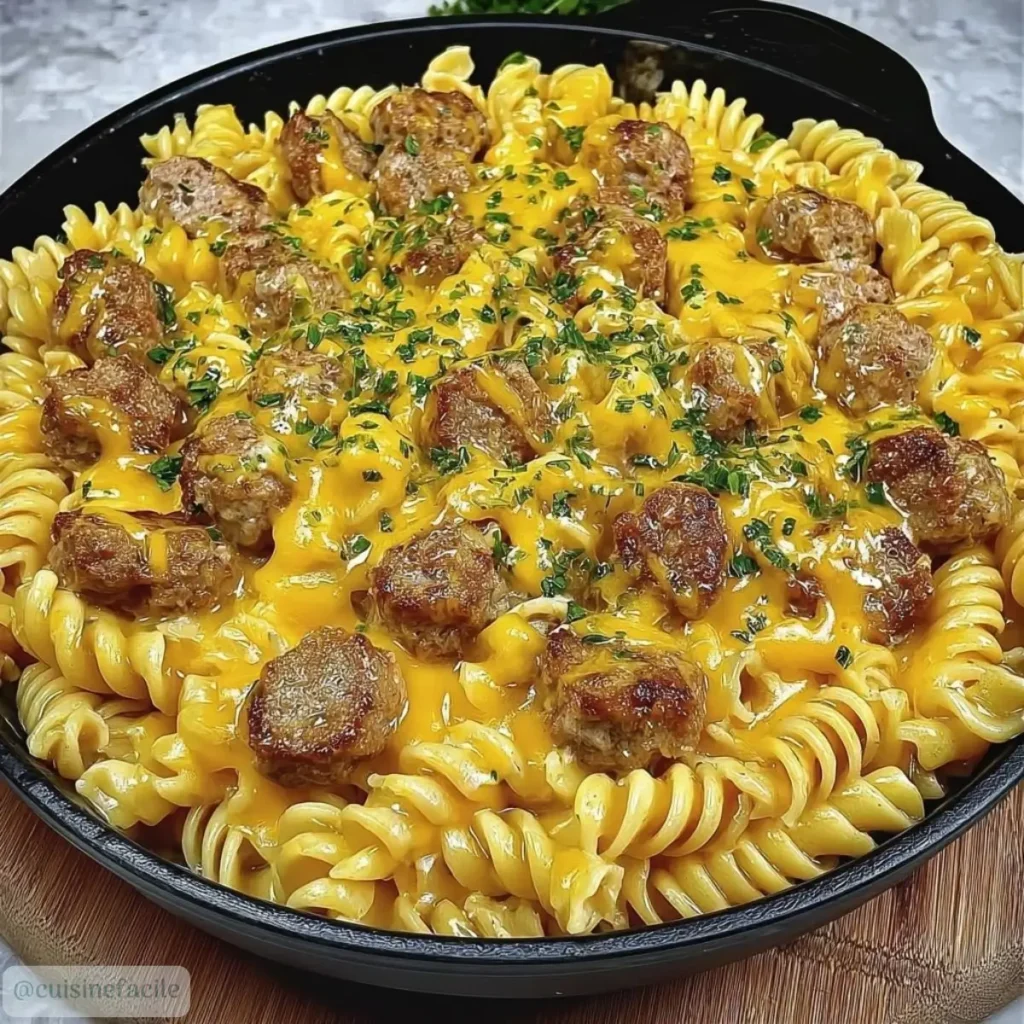 Pâtes Rotini au Poulet, Saucisse et Cheddar