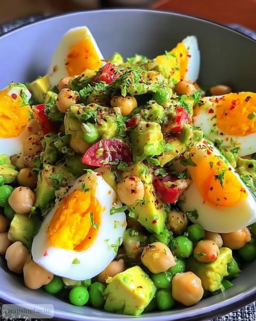 Comment préparer la Salade d'Avocat, Œuf et Pois Chiches